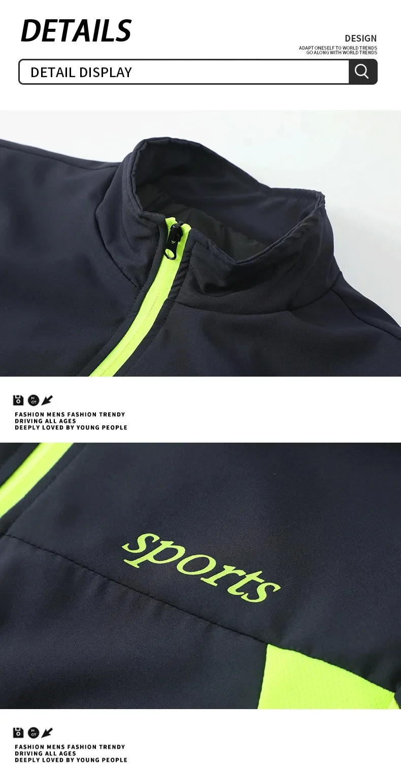 Men's Spring Autumn Track Suit 2 Piece Set Stand Collar Jacket with Pants Casual Sports Running Outfit Matching Athletic Wear