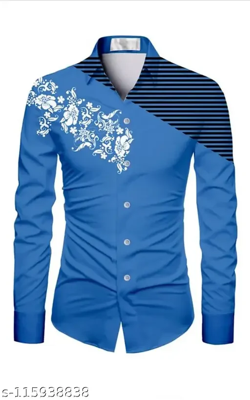 Men's Floral Pattern Shirt 3D Simple Printing Long Sleeve Shirt Men's Casual Fashion Hip-hop Neutral Clothing