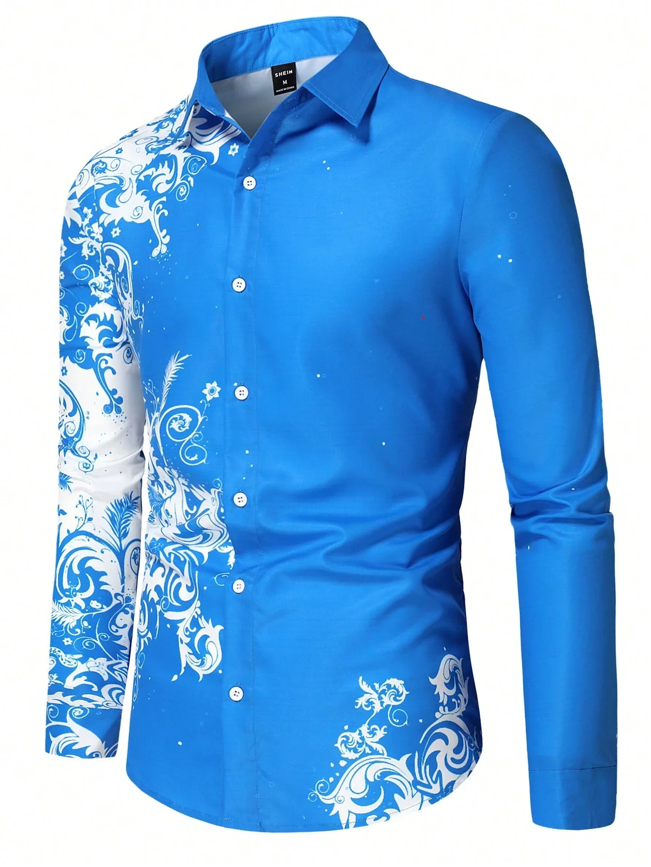 Men's Floral Pattern Shirt 3D Simple Printing Long Sleeve Shirt Men's Casual Fashion Hip-hop Neutral Clothing
