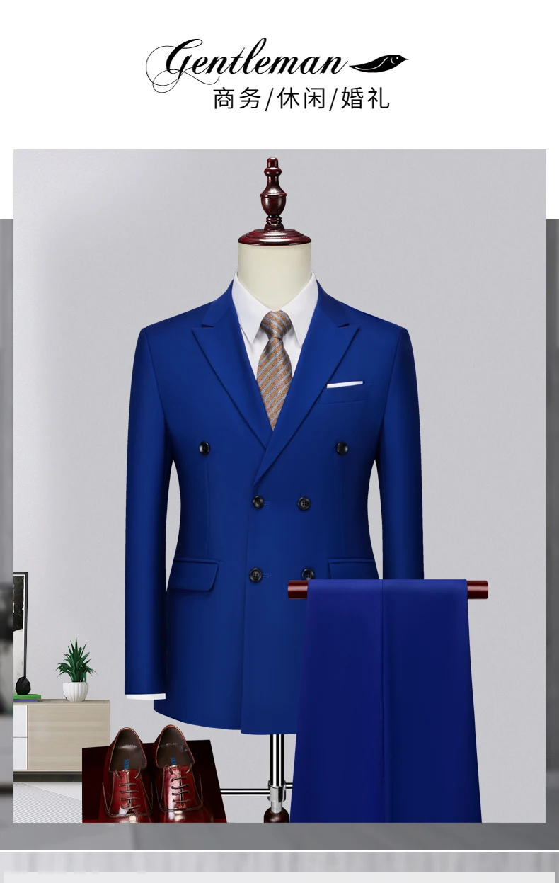 Men's Slim Fit 2 Piece Suit Elegant Business Wedding Party Blazer Jacket PantsElevate Your Look