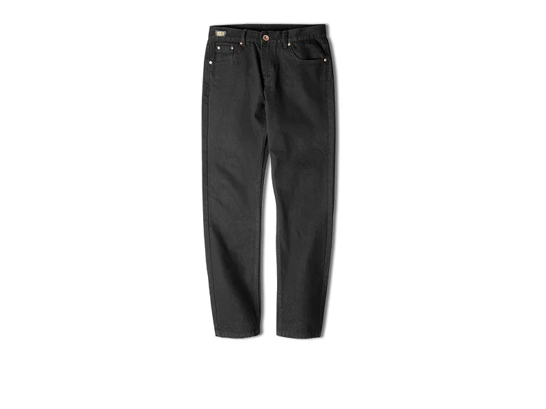 Maden Men Baggy Denim Jeans American Retro Pure Black Mid-waist Jeans Water Washed Straight Pocket Classic Style Tannin Pants