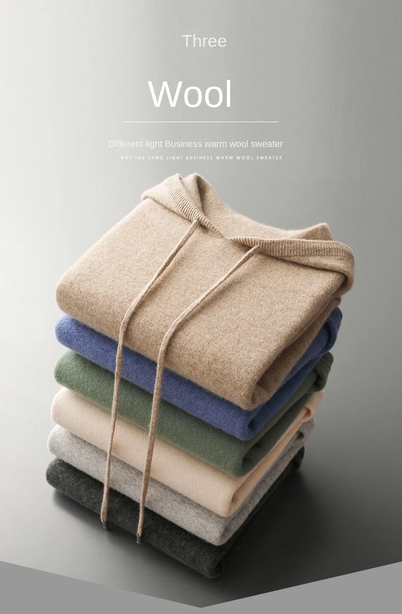 Men's female cashmere One-piece ready-to-wear Hoodie 100% Merino Wool Knitted Sweatshirt Autumn Winter Casual Large Top Long