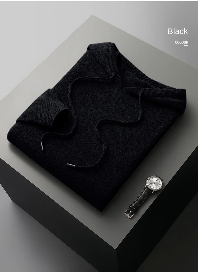 Men's female cashmere One-piece ready-to-wear Hoodie 100% Merino Wool Knitted Sweatshirt Autumn Winter Casual Large Top Long