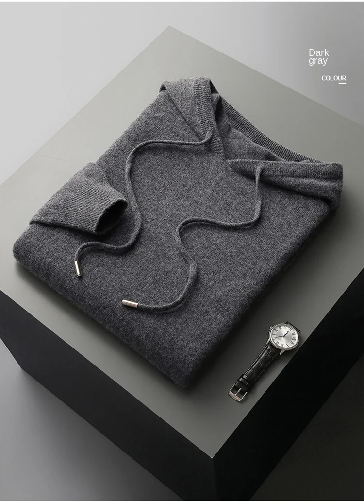 Men's female cashmere One-piece ready-to-wear Hoodie 100% Merino Wool Knitted Sweatshirt Autumn Winter Casual Large Top Long
