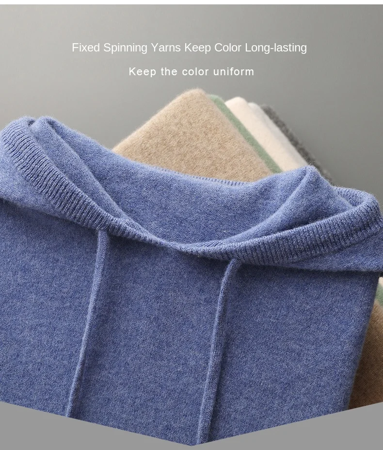 Men's female cashmere One-piece ready-to-wear Hoodie 100% Merino Wool Knitted Sweatshirt Autumn Winter Casual Large Top Long
