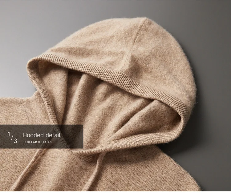 Men's female cashmere One-piece ready-to-wear Hoodie 100% Merino Wool Knitted Sweatshirt Autumn Winter Casual Large Top Long