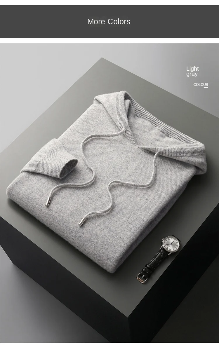 Men's female cashmere One-piece ready-to-wear Hoodie 100% Merino Wool Knitted Sweatshirt Autumn Winter Casual Large Top Long