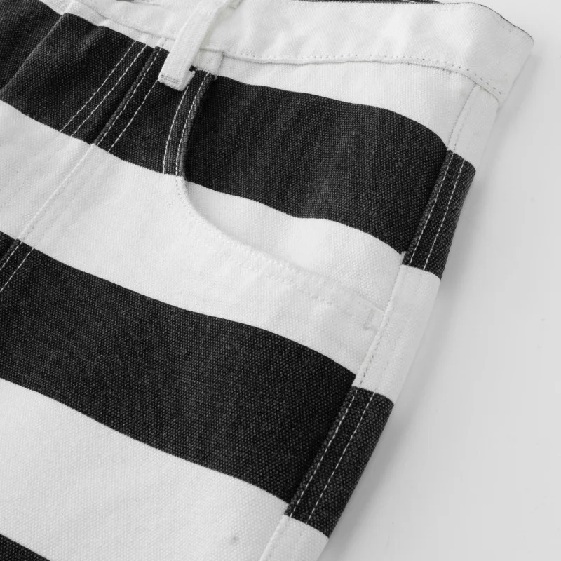 16oz 100% Cotton Heavyweight Striped Work Pants - Thick Canvas Rock & Roll Motorcycle Trousers / Amekaji Rider's Jeans OKONKWO