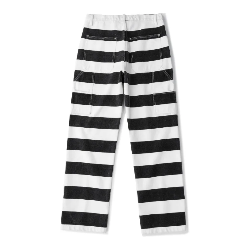 16oz 100% Cotton Heavyweight Striped Work Pants - Thick Canvas Rock & Roll Motorcycle Trousers / Amekaji Rider's Jeans OKONKWO