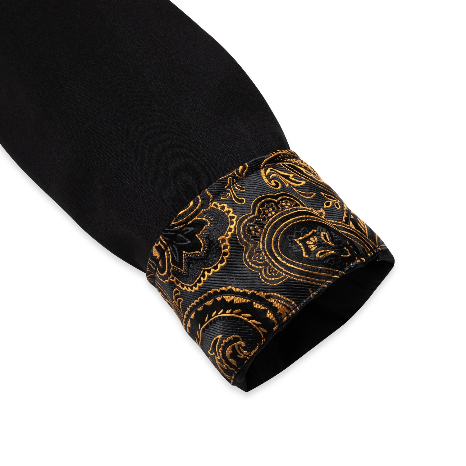 Men's Casual Long Sleeve Shirt with Inner Paisley Contrast Pattern Elegant Turn Down Collar Dress Shirt for Business Date Tops