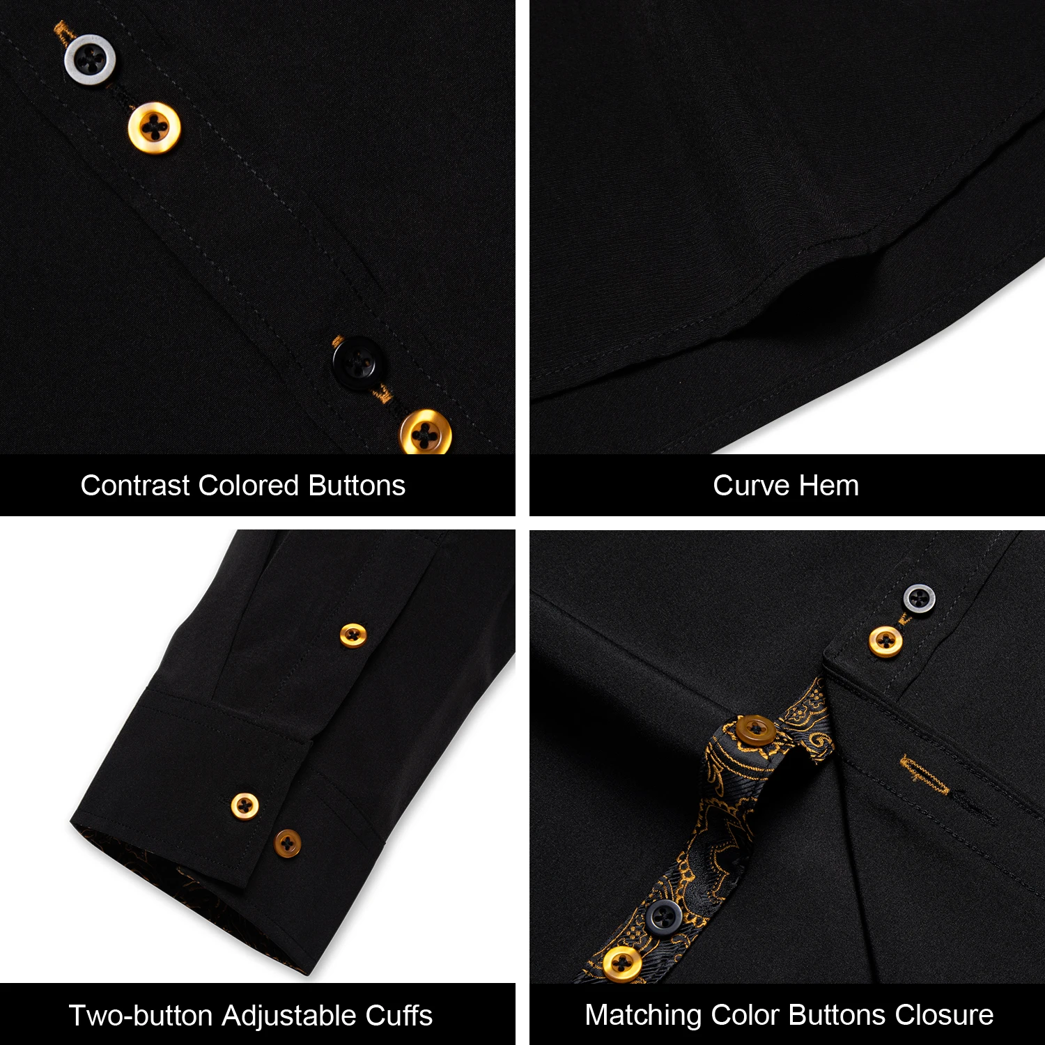 Men's Casual Long Sleeve Shirt with Inner Paisley Contrast Pattern Elegant Turn Down Collar Dress Shirt for Business Date Tops