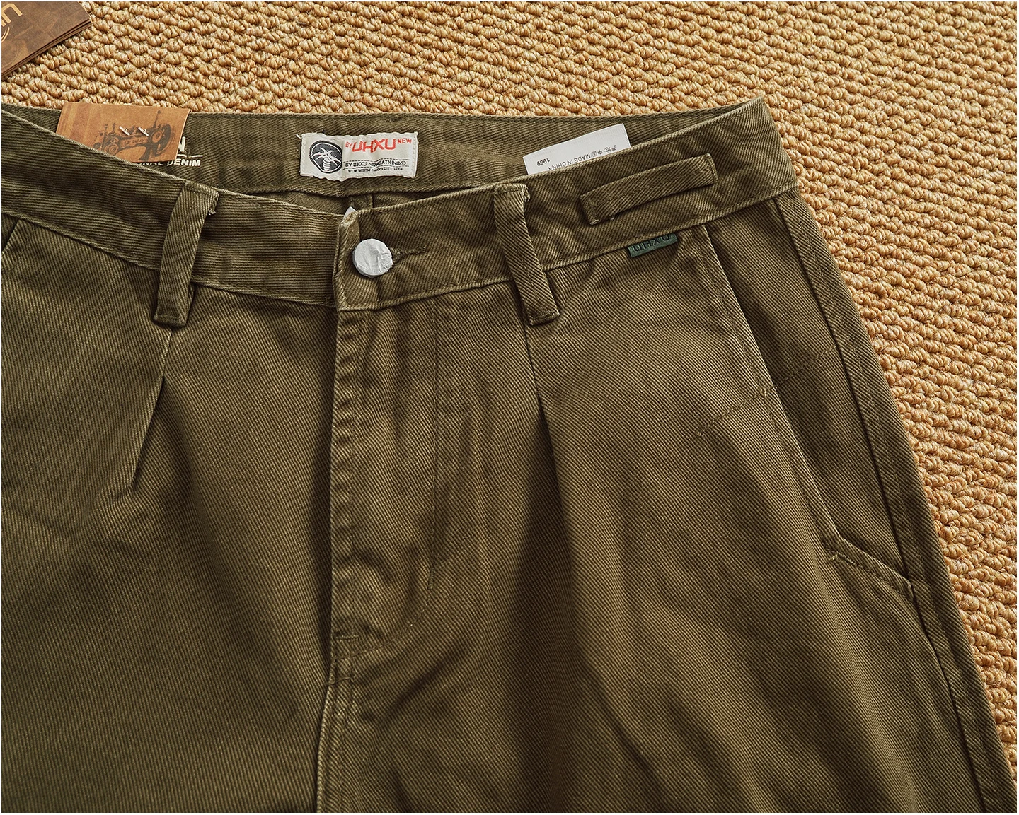 100% cotton autumn and winter heavy simple work pants for men loose straight cotton twill woven tapered trousers