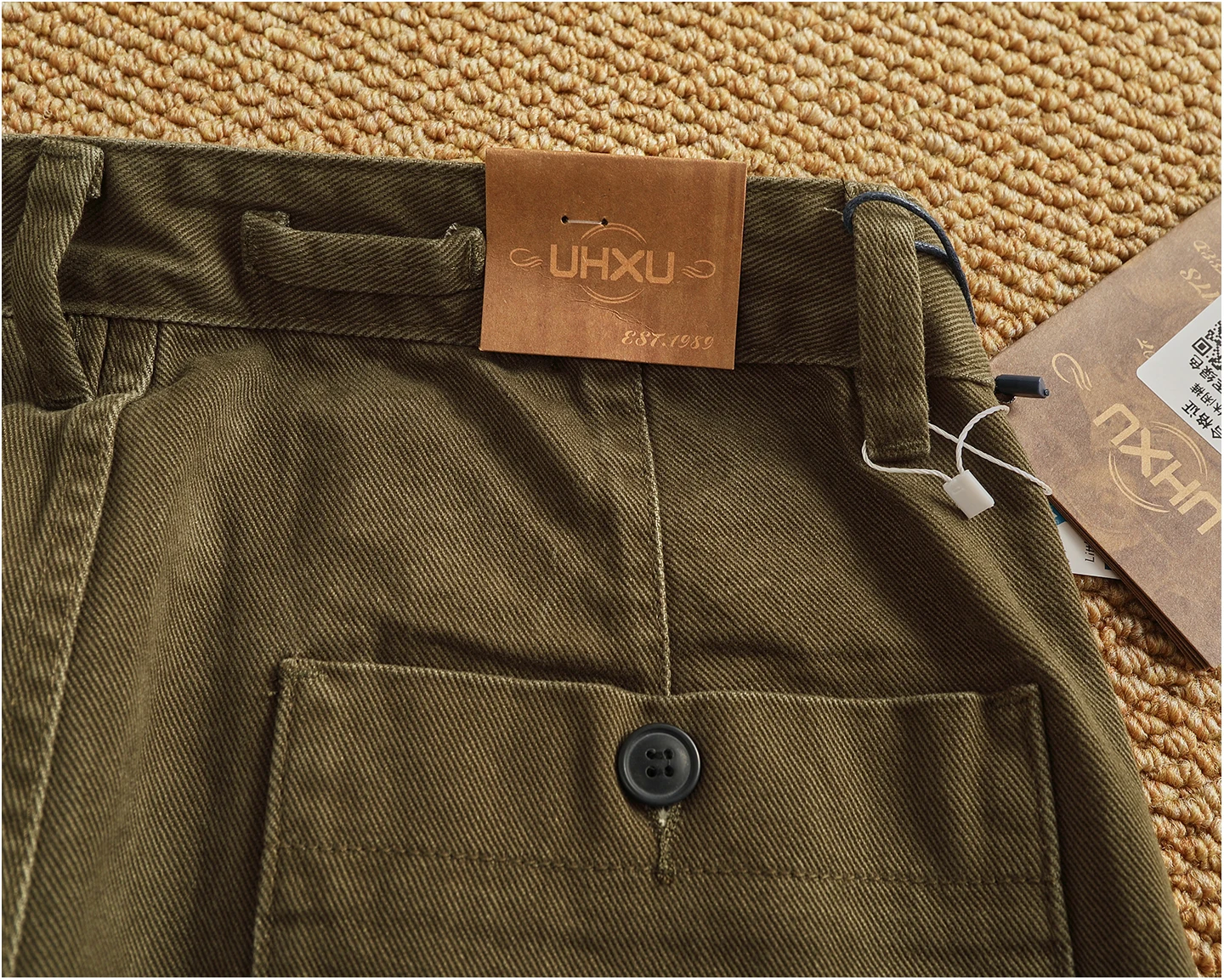 100% cotton autumn and winter heavy simple work pants for men loose straight cotton twill woven tapered trousers