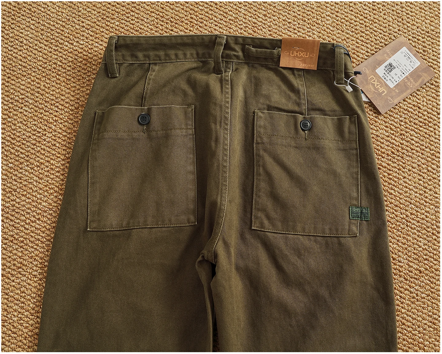 100% cotton autumn and winter heavy simple work pants for men loose straight cotton twill woven tapered trousers