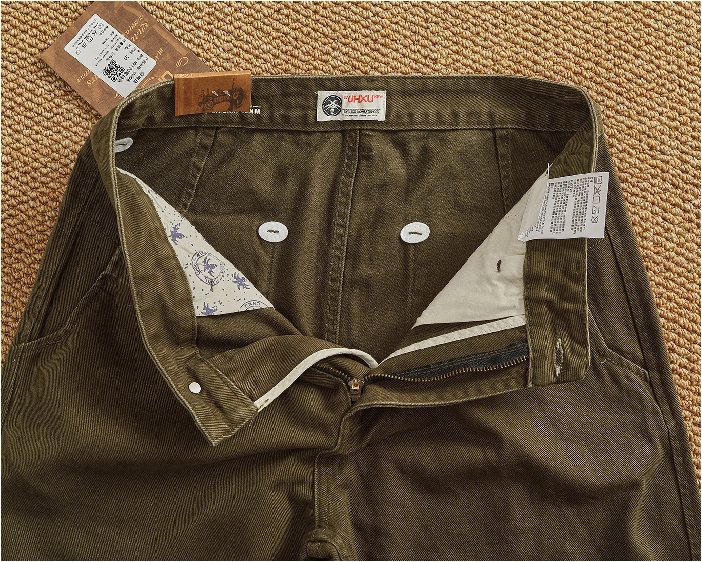 100% cotton autumn and winter heavy simple work pants for men loose straight cotton twill woven tapered trousers
