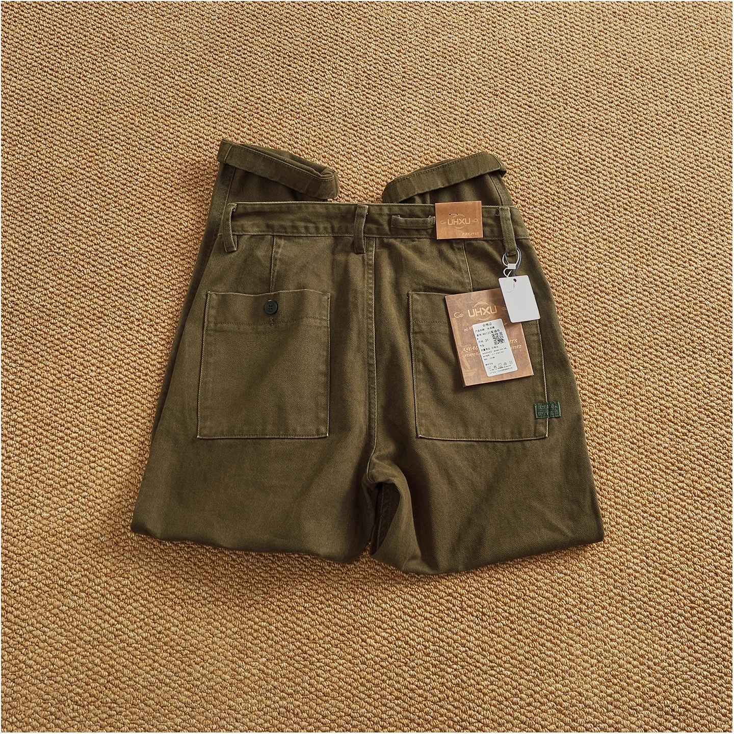 100% cotton autumn and winter heavy simple work pants for men loose straight cotton twill woven tapered trousers