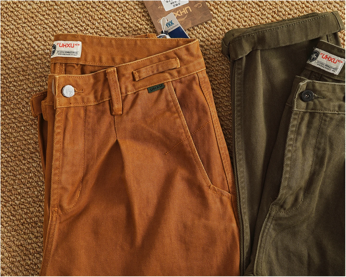 100% cotton autumn and winter heavy simple work pants for men loose straight cotton twill woven tapered trousers