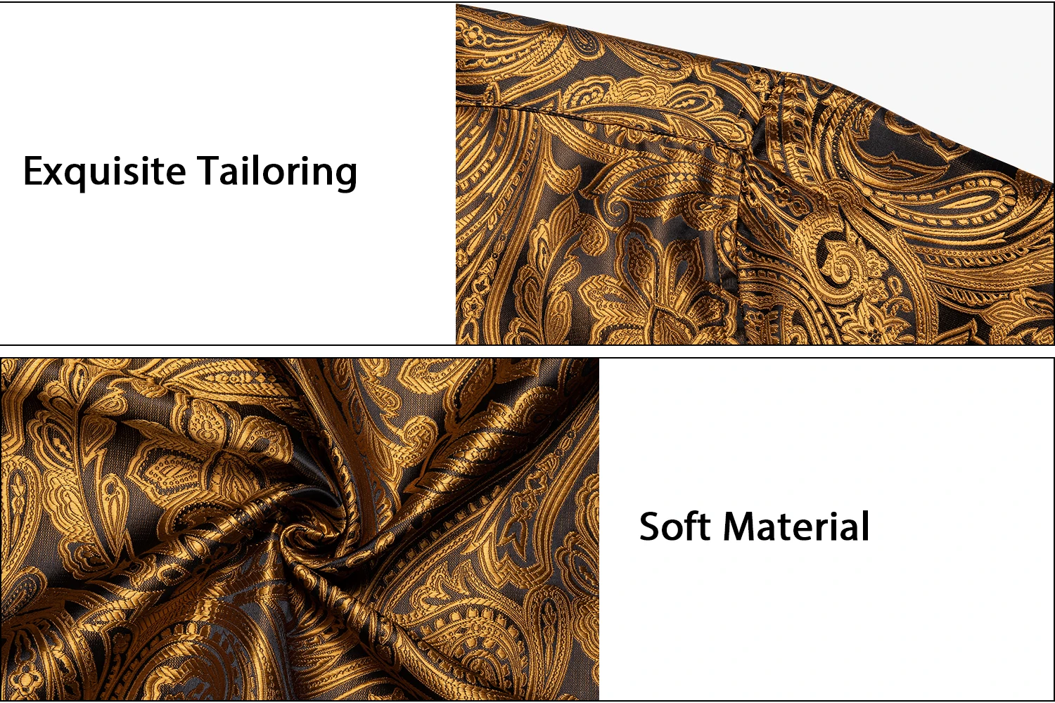 Gold Paisley Shirts for Men Long Sleeve Luxury Brand Tuxedo Wedding Party Men Clothing DiBanGu