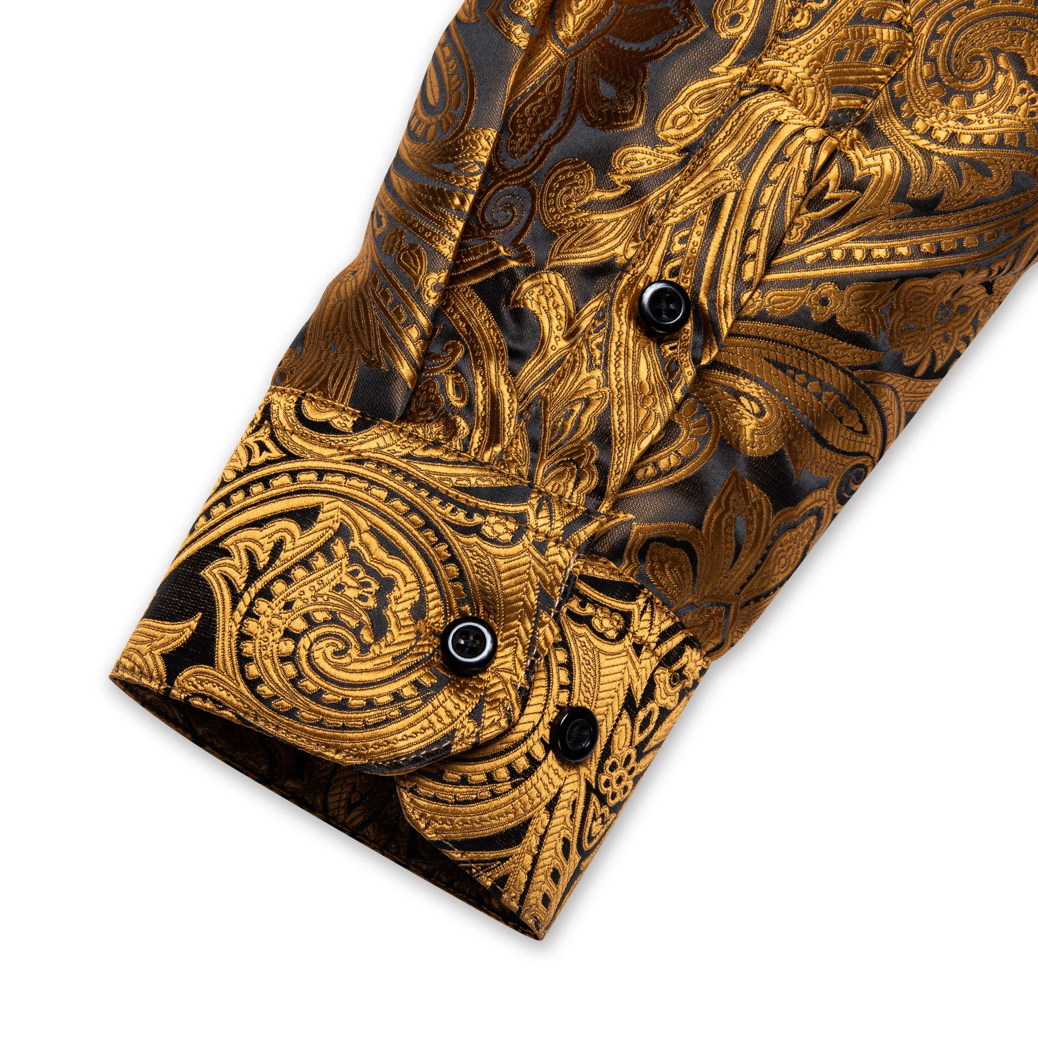 Gold Paisley Shirts for Men Long Sleeve Luxury Brand Tuxedo Wedding Party Men Clothing DiBanGu