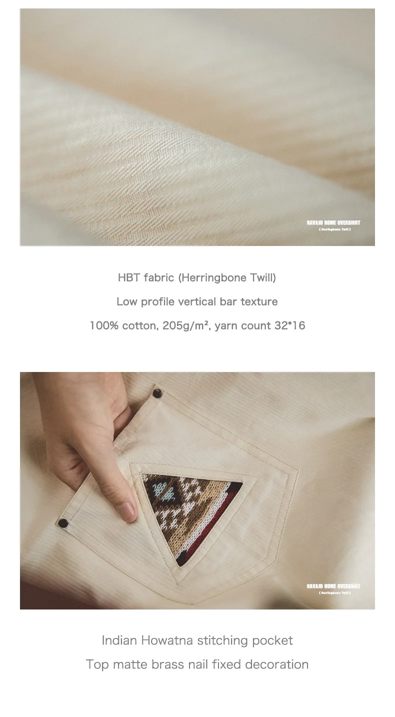 Maden Men Tooling 100% Cotton Indian Totem Shirt Japan Retro Sleeve Patchwork Pocket Turn-down Collar Single-breasted Clothing
