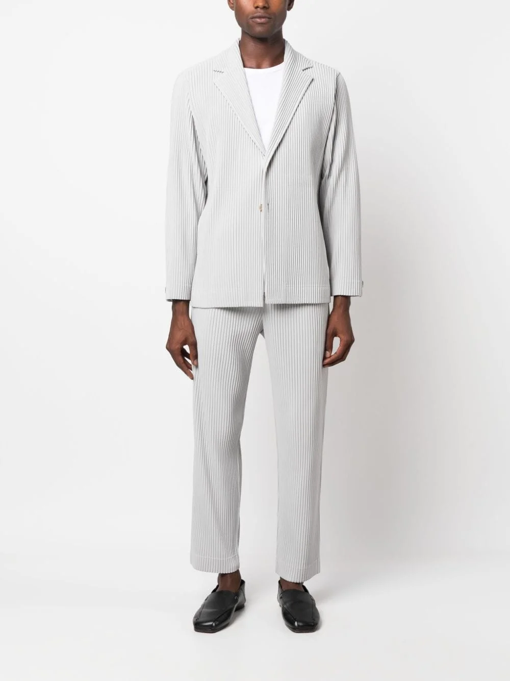 Miyake Pleated Men New Office Black Blazer Luxury High Fashion Suits Partially Lined Autumn Winter Coat