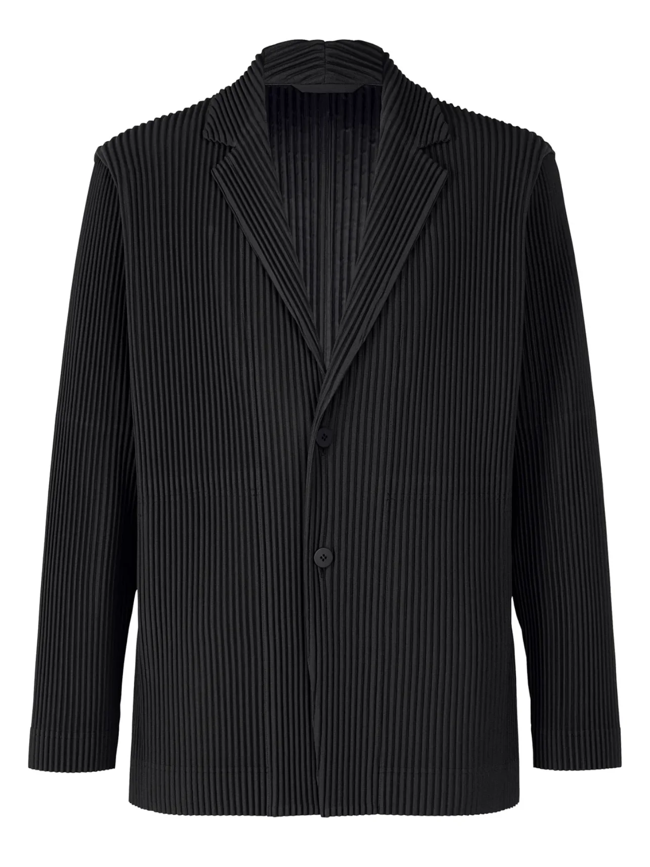 Miyake Pleated Men New Office Black Blazer Luxury High Fashion Suits Partially Lined Autumn Winter Coat