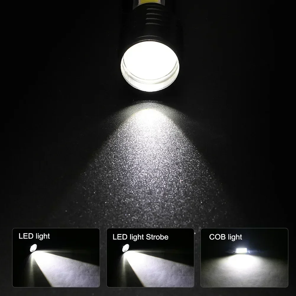 2000LM Ultra Bright P50 LED Flashlight Tactical EDC Emergency Spotlight Telescopic Zoom Handheld Torch with 14500/18650 Battery