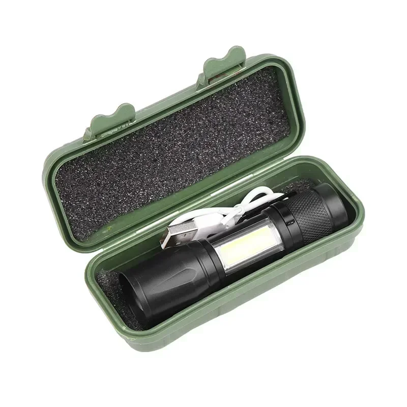 2000LM Ultra Bright P50 LED Flashlight Tactical EDC Emergency Spotlight Telescopic Zoom Handheld Torch with 14500/18650 Battery