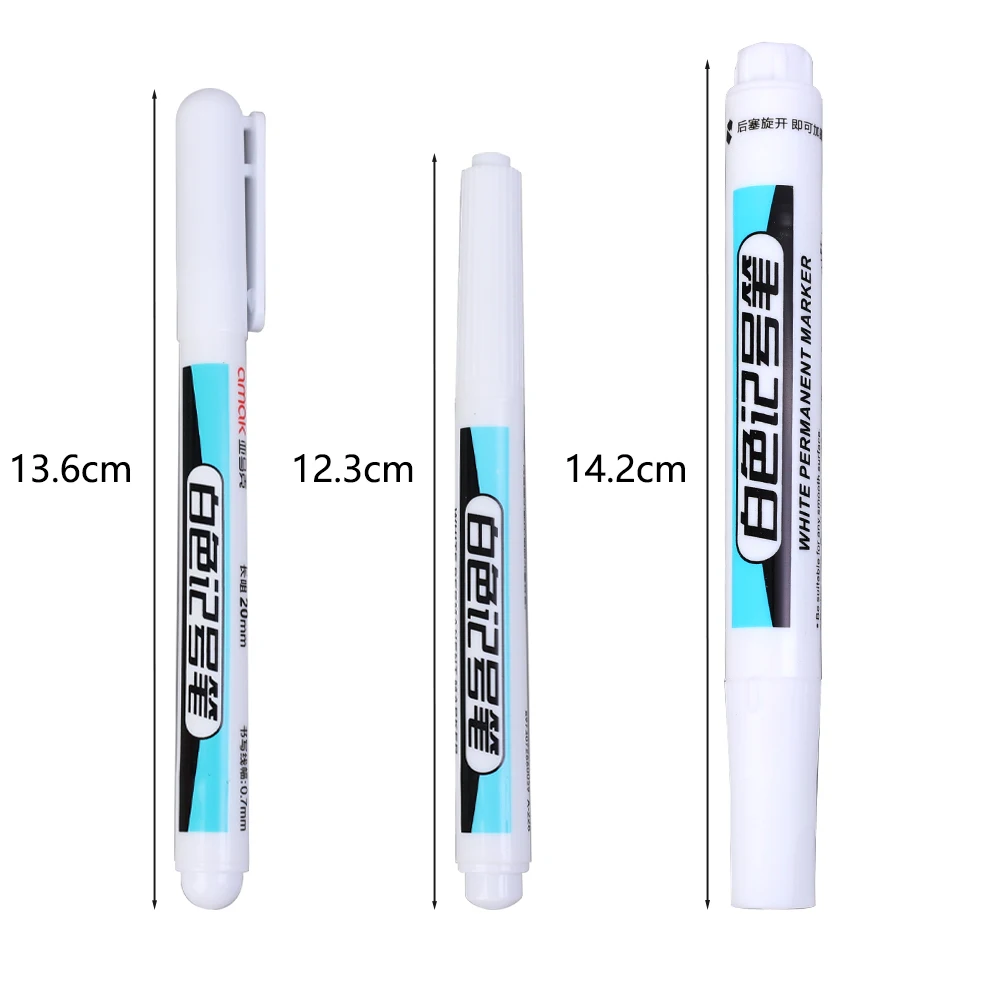 0.7/1.0/2.5MM White Permanent Marker Pens Markers Paint Pen For Wood Plastic Leather Glass Stone Metal Art Painting Supplies