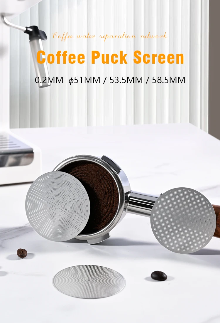 Espresso Puck Screen Coffee Filter Reusable Stainless Steel Holder 0.2mm For 51/54/58mm Coffee Portafilter Barista Accessories