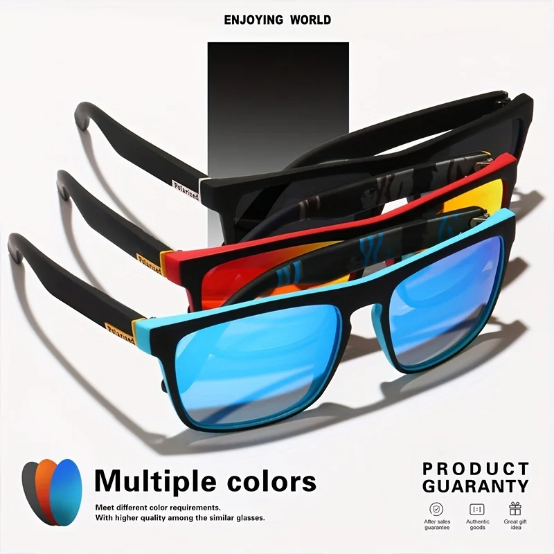 2PCSClassic Square Polarized Sports Sunglasses Lightweight PC Frame UV400 for Driving Fishing Cycling Unisex Everyday Durability