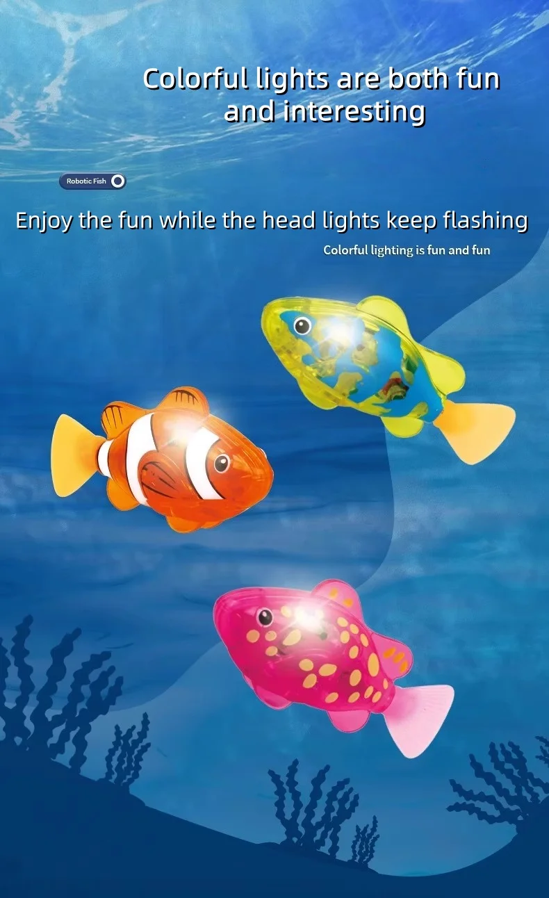 Baby Bath Light-Up Sensor Electric Small Fish Playing in Water Pet Fish Swimming Fish Can Swim Realistic Clownfish Toy