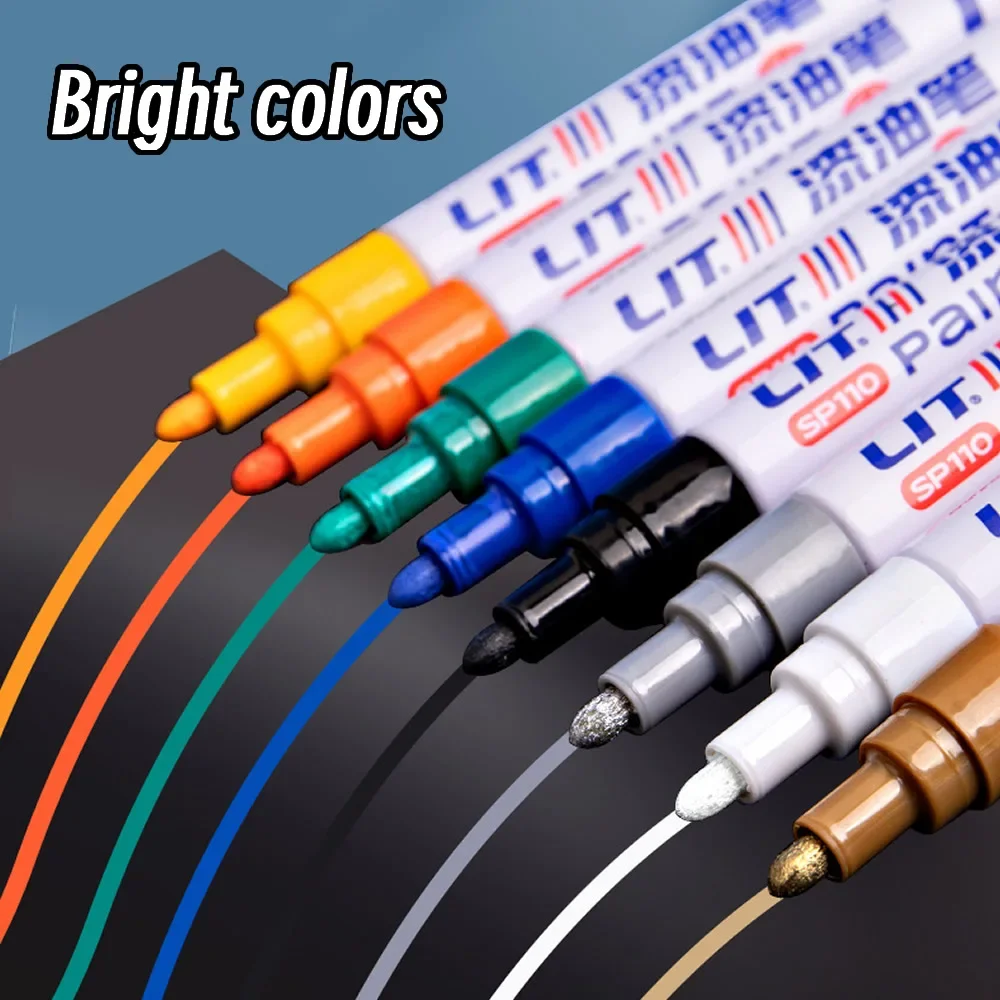 3mm 10p Colorful 8 Colors Permanent Paint Marker Waterproof White Markers tire tread rubber fabric Paint metal Paint Marker Pens