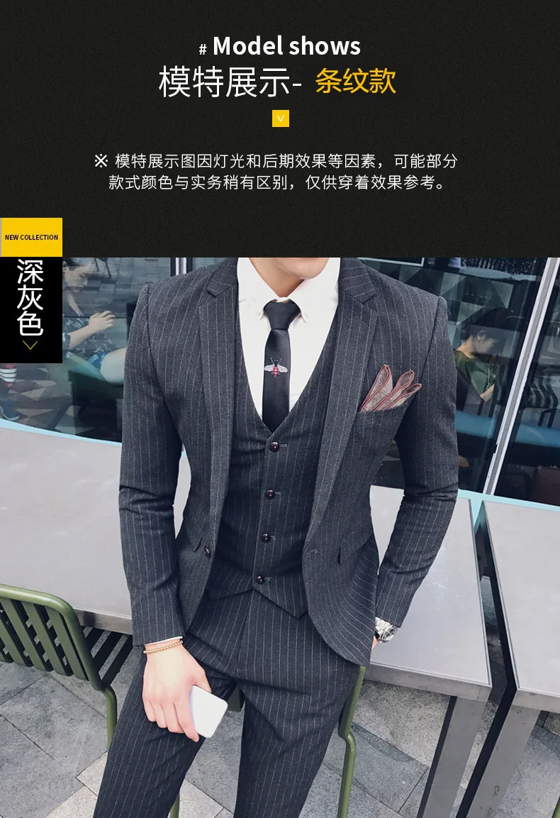 S-7XL (Jacket+Vest+Pants) Fashion Boutique Lattice Formal Business Mens Suit 3Pcs Set Groom Wedding Dress Plaid Suit Show Stage