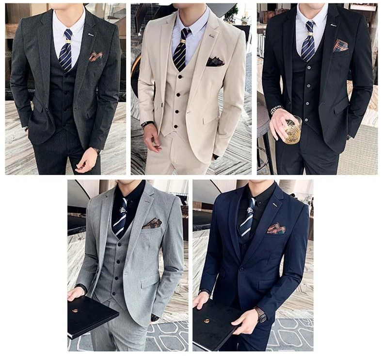 S-7XL (Jacket+Vest+Pants) Fashion Boutique Lattice Formal Business Mens Suit 3Pcs Set Groom Wedding Dress Plaid Suit Show Stage