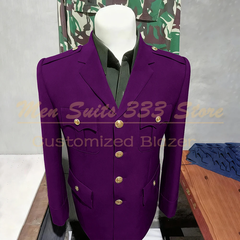 Solid Color Suits for Men Elegant Single Breasted Notch Lapel Slim Fit Male Clothing High Quality 2 Piece Jacket Pants Sets
