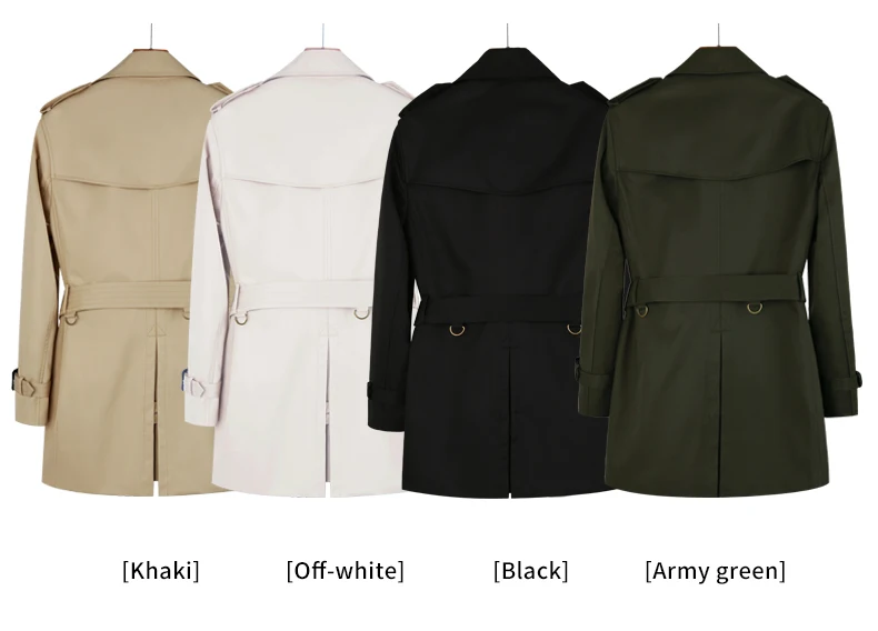 Windbreaker men's Double breasted medium and long length black British tough thickened wool liner new fashion trench coat
