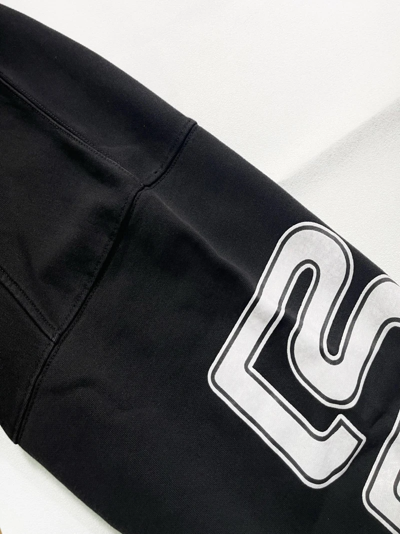RIVINGTON Roi Ret RRR 123 White Print Embroidery Patch Label Sweatshirts Men Women High Quality Loose Black Sweatshirts Hoodie