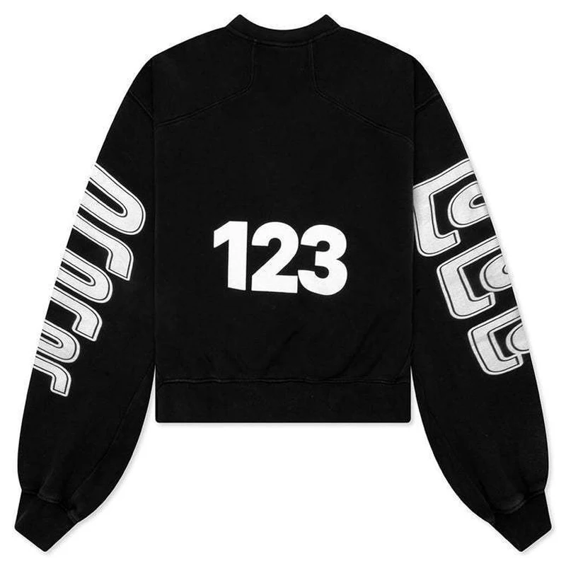 RIVINGTON Roi Ret RRR 123 White Print Embroidery Patch Label Sweatshirts Men Women High Quality Loose Black Sweatshirts Hoodie