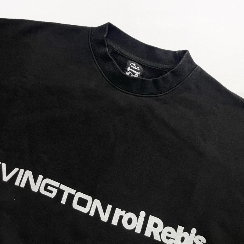 RIVINGTON Roi Ret RRR 123 White Print Embroidery Patch Label Sweatshirts Men Women High Quality Loose Black Sweatshirts Hoodie