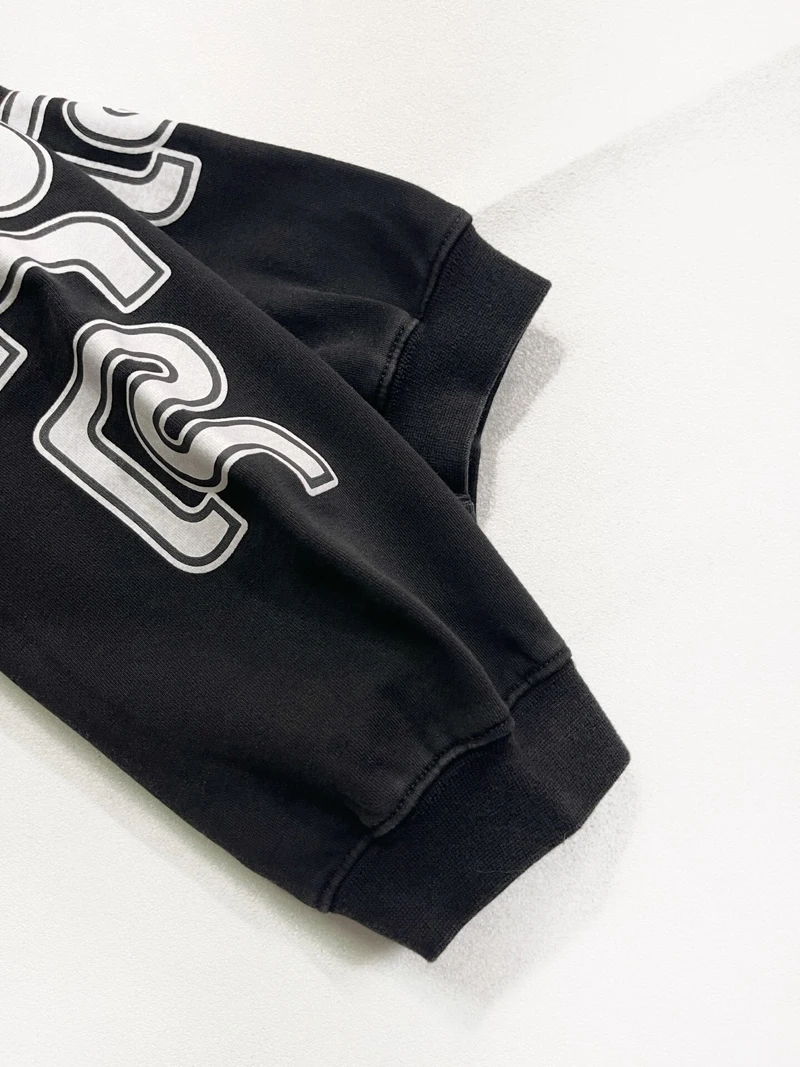 RIVINGTON Roi Ret RRR 123 White Print Embroidery Patch Label Sweatshirts Men Women High Quality Loose Black Sweatshirts Hoodie