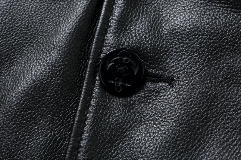 LNY Shop Top.Men Winter genuine leather jacket.740 Plus size black cowhide long business leather coat.무스탕 overcoat.Trench