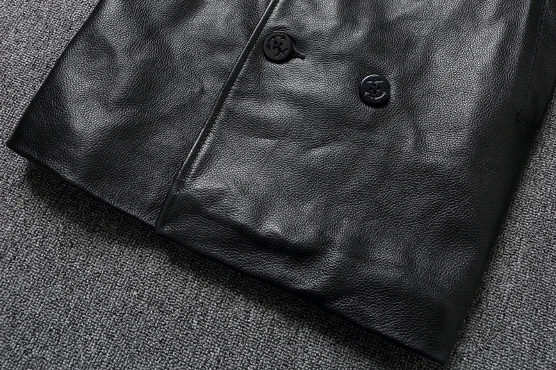 LNY Shop Top.Men Winter genuine leather jacket.740 Plus size black cowhide long business leather coat.무스탕 overcoat.Trench