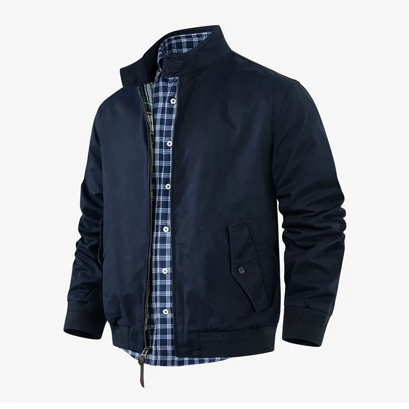Men's Casual Jacket Daily Basic Style Long Sleeved Stand Collar Collar Solid Color Pocket Pure Cotton Autumn and Winter Jacket