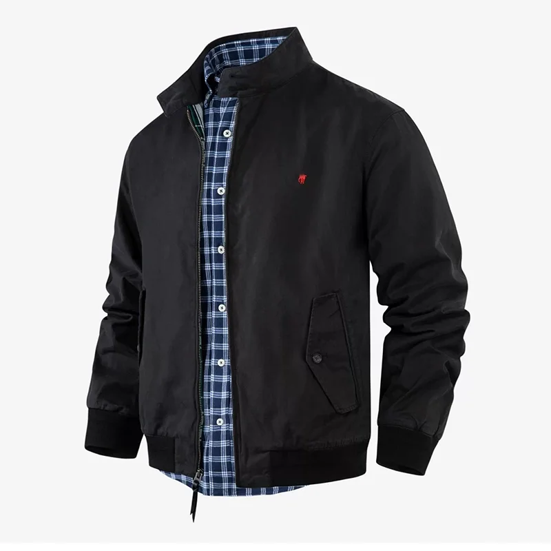 Men's Casual Jacket Daily Basic Style Long Sleeved Stand Collar Collar Solid Color Pocket Pure Cotton Autumn and Winter Jacket