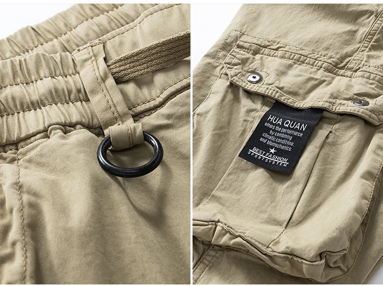 2026 Men's Baggy Cargo Pants 97%Cotton Work Trousers Multi-Pocket Casual Sports Pants Elastic Waist Outdoor Overalls Trousers