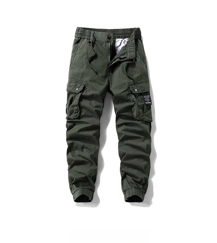 2026 Men's Baggy Cargo Pants 97%Cotton Work Trousers Multi-Pocket Casual Sports Pants Elastic Waist Outdoor Overalls Trousers