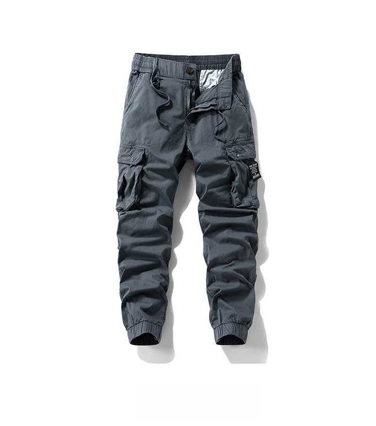 2026 Men's Baggy Cargo Pants 97%Cotton Work Trousers Multi-Pocket Casual Sports Pants Elastic Waist Outdoor Overalls Trousers