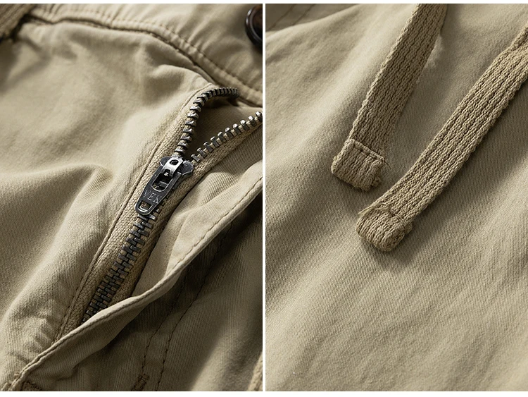 2026 Men's Baggy Cargo Pants 97%Cotton Work Trousers Multi-Pocket Casual Sports Pants Elastic Waist Outdoor Overalls Trousers