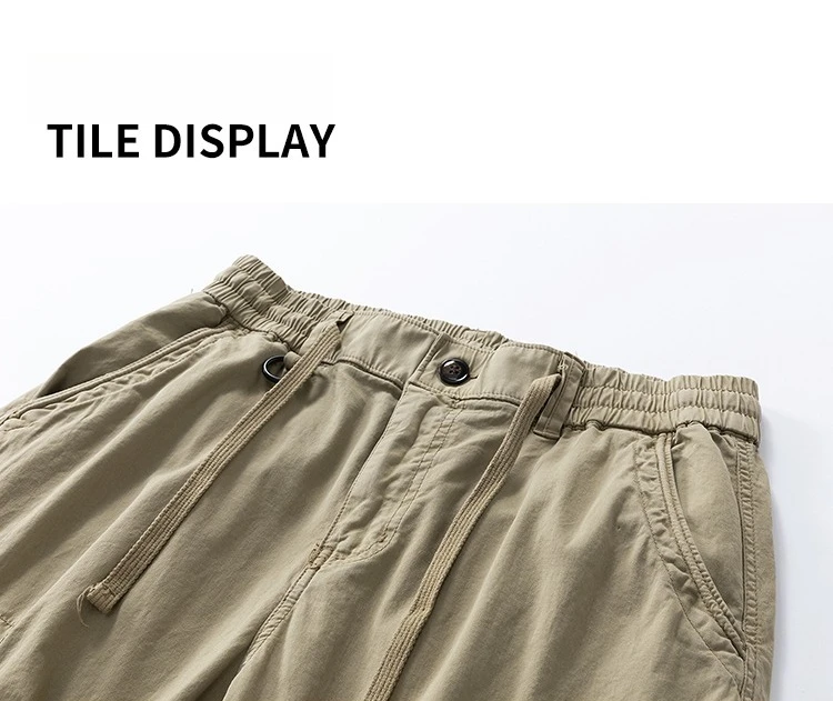 2026 Men's Baggy Cargo Pants 97%Cotton Work Trousers Multi-Pocket Casual Sports Pants Elastic Waist Outdoor Overalls Trousers